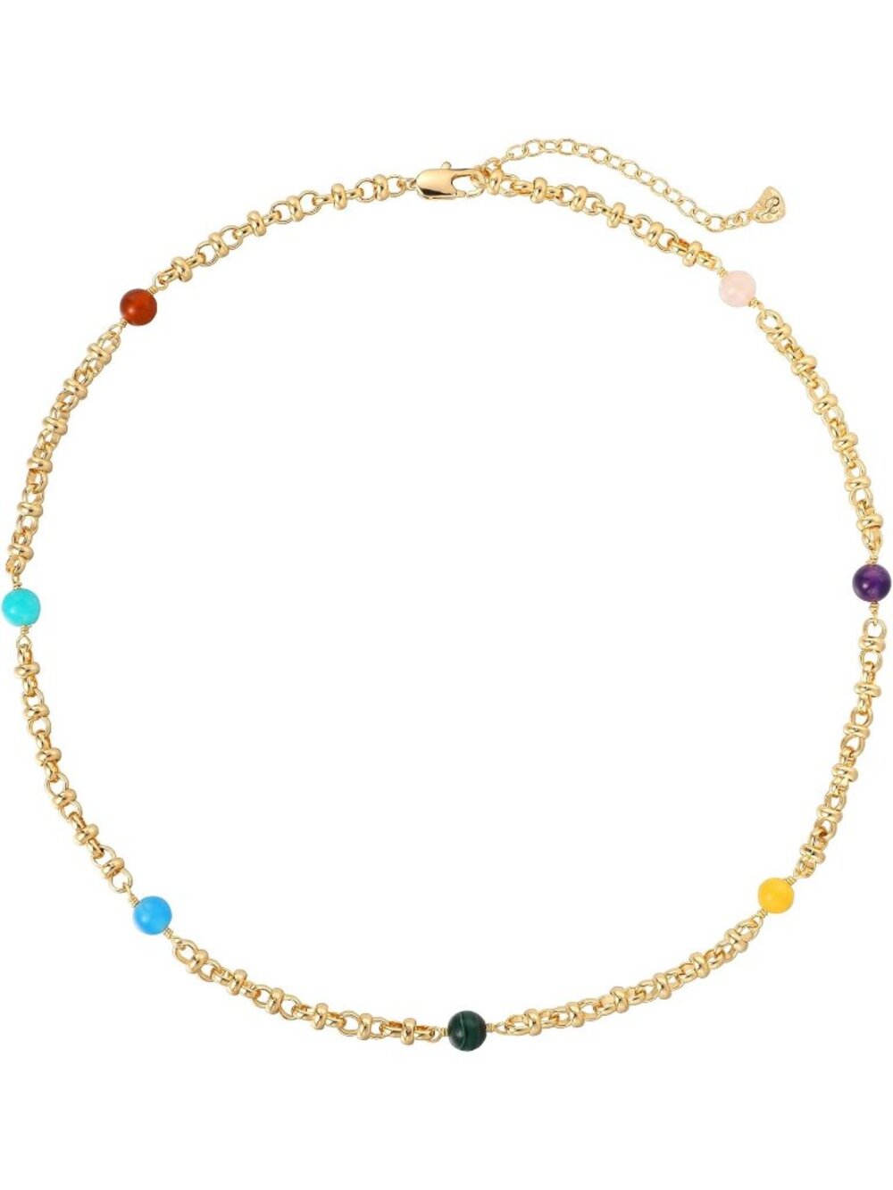Women's 7 Color Beads 14k Gold Plated Beaded Pearl Choker Jewelry Necklace